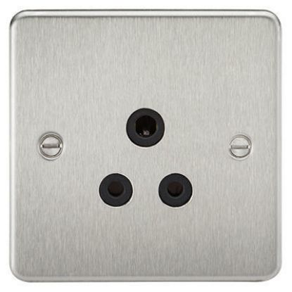 Picture of Flat Plate 5A Unswitched Socket - Brushed Chrome with Black Insert