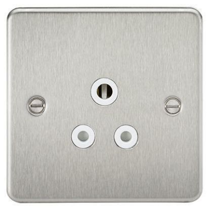 Picture of Flat Plate 5A Unswitched Socket - Brushed Chrome with White Insert