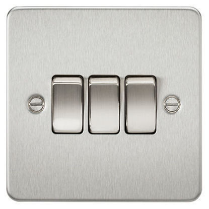 Picture of Flat Plate 10AX 3G 2-Way Switch - Brushed Chrome