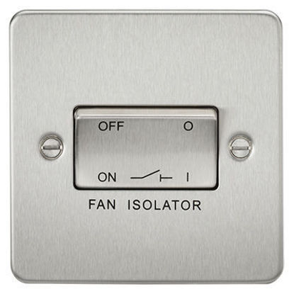 Picture of Flat Plate 10AX 3 Pole Fan Isolator Switch - Brushed Chrome