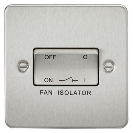 Picture of Flat Plate 10AX 3 Pole Fan Isolator Switch - Brushed Chrome