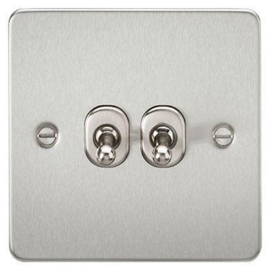 Picture of Flat Plate 10AX 2G 2-Way Toggle Switch - Brushed Chrome