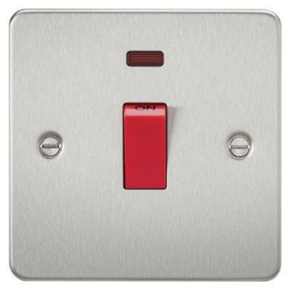 Picture of Flat Plate 45A 1G DP Switch with Neon - Brushed Chrome