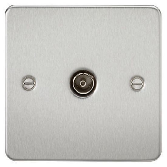 Picture of Flat Plate 1G TV Outlet (Non-Isolated) - Brushed Chrome