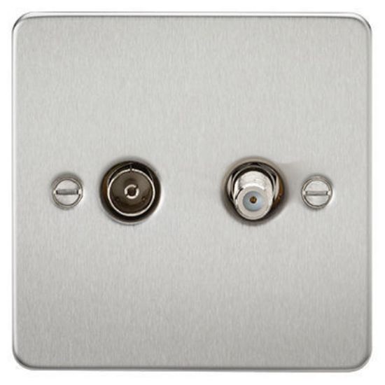 Picture of Flat Plate TV and SAT TV Outlet (Isolated) - Brushed Chrome