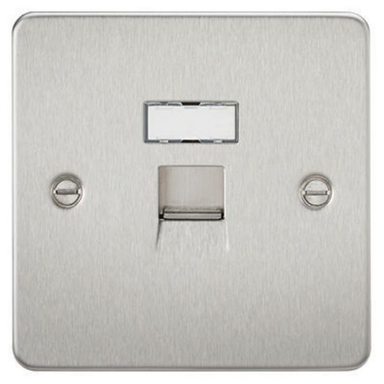 Picture of Flat Plate RJ45 Network Outlet - Brushed Chrome