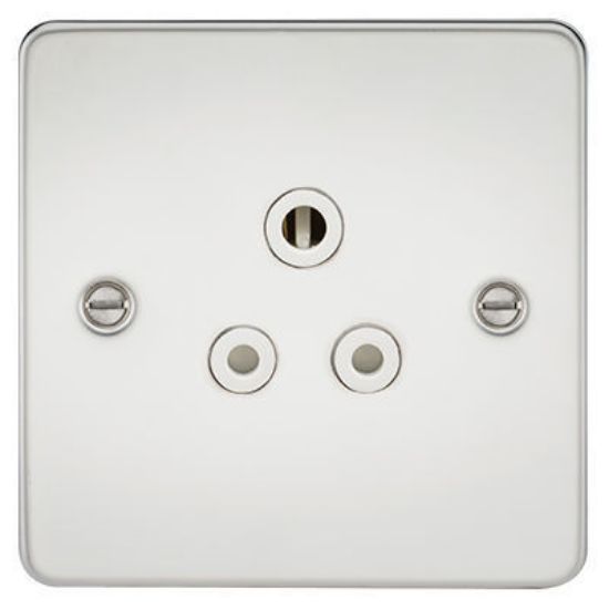 Picture of Flat Plate 5A Unswitched Socket - Polished Chrome with White Insert