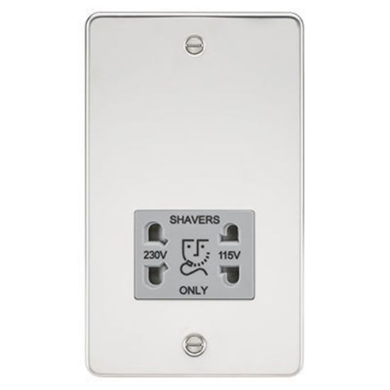 Picture of Flat Plate 115/230V Dual Voltage Shaver Socket - Polished Chrome with Grey Insert