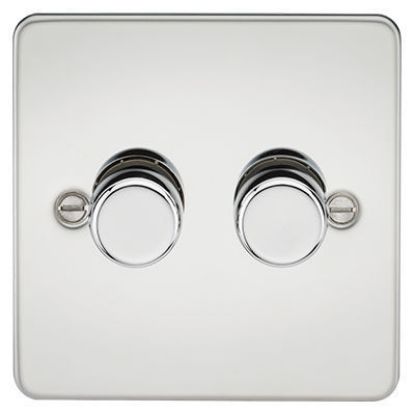 Picture of Flat Plate 2G 2 Way 10-200W (5-150W LED) Trailing Edge Dimmer - Polished Chrome