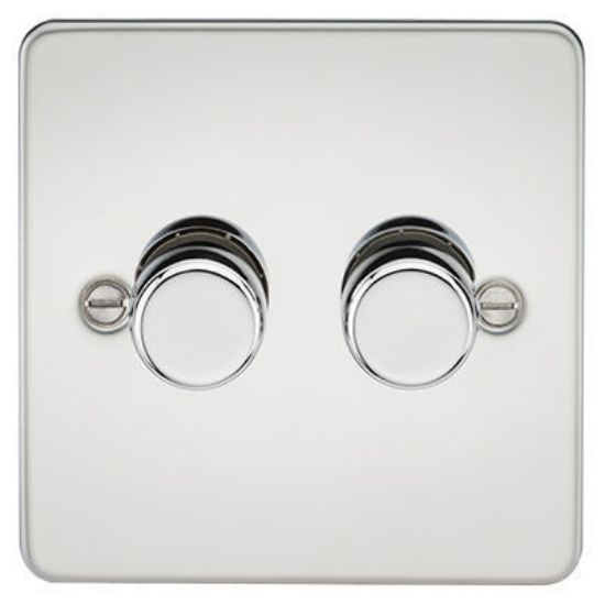 Picture of Flat Plate 2G 2 Way 10-200W (5-150W LED) Trailing Edge Dimmer - Polished Chrome