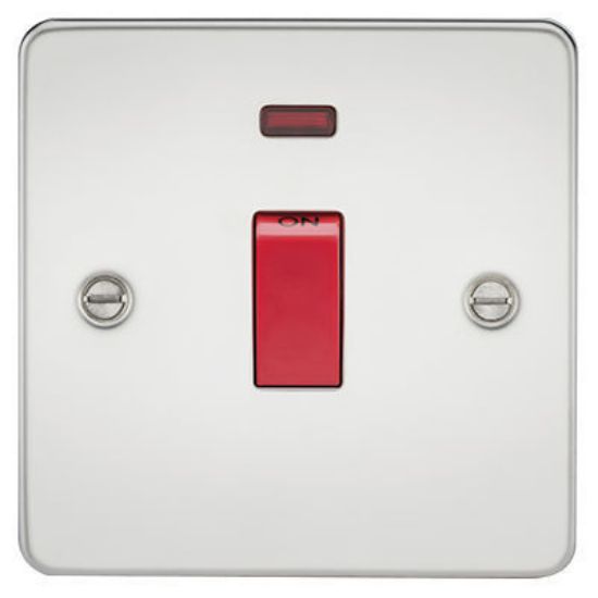 Picture of Flat Plate 45A 1G DP Switch with Neon - Polished Chrome