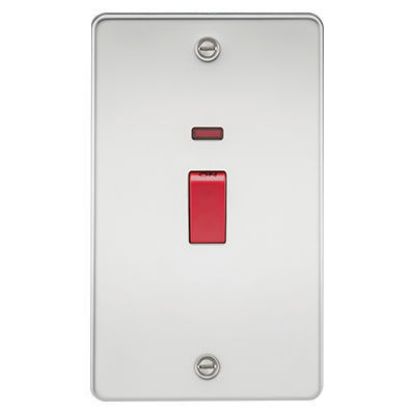 Picture of Flat Plate 45A 2G DP Switch with Neon - Polished Chrome