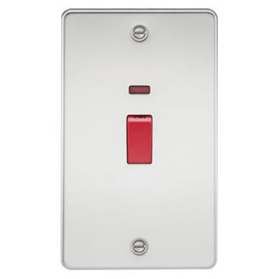 Picture of Flat Plate 45A 2G DP Switch with Neon - Polished Chrome