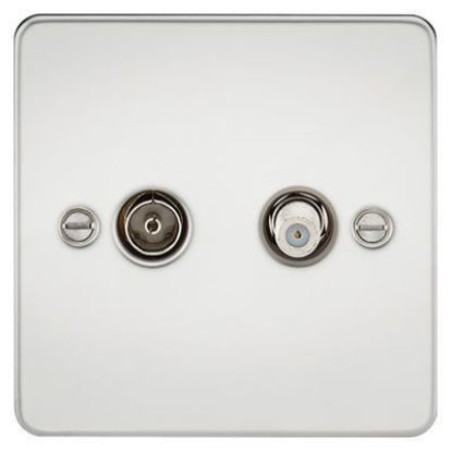 Picture of Flat Plate TV and SAT TV Outlet (Isolated) - Polished Chrome