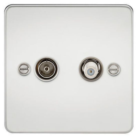 Picture of Flat Plate TV and SAT TV Outlet (Isolated) - Polished Chrome