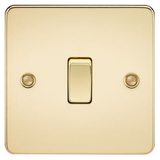 Picture of Flat Plate 10AX 1G 2 Way Switch - Polished Brass