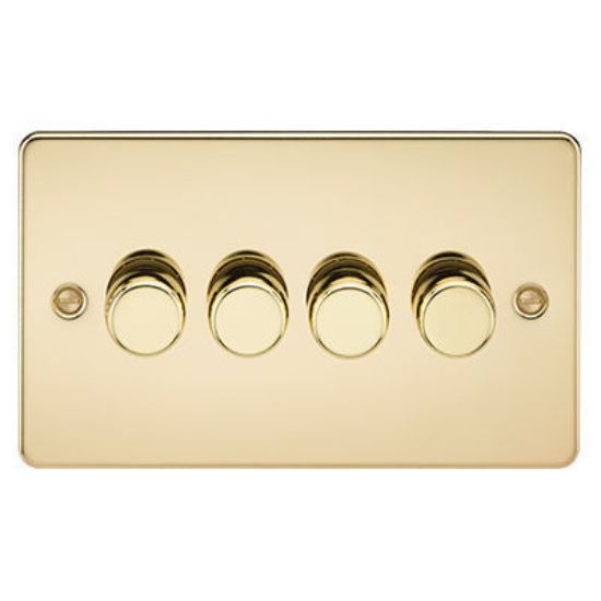 Picture of Flat Plate 4G 2 Way 10-200W (5-150W LED) Trailing Edge Dimmer - Polished Brass