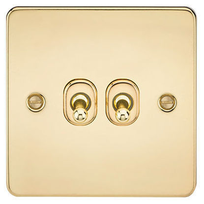 Picture of Flat Plate 10AX 2G 2-Way Toggle Switch - Polished Brass