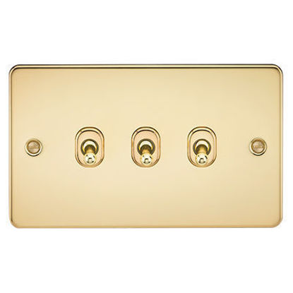 Picture of Flat Plate 10AX 3G 2-Way Toggle Switch - Polished Brass