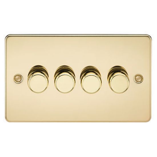 Picture of Flat Plate 4G 2 Way Dimmer 60-400W - Polished Brass