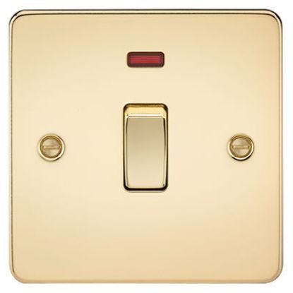 Picture of Flat Plate 20A 1G DP Switch with Neon - Polished Brass