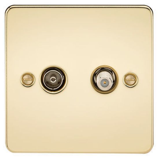 Picture of Flat Plate TV and SAT TV Outlet (Isolated) - Polished Brass