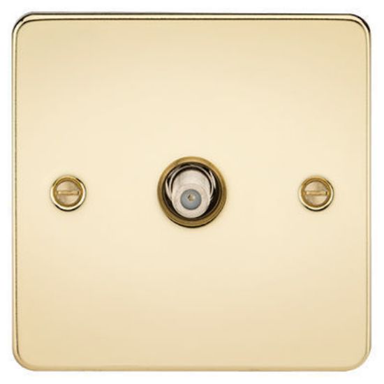 Picture of Flat Plate TV and SAT TV Outlet (Isolated) - Polished Brass