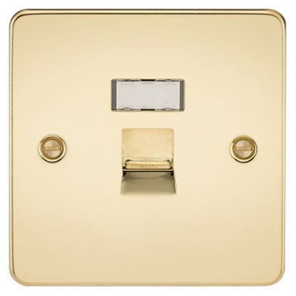 Picture of Flat Plate RJ45 network outlet - polished brass