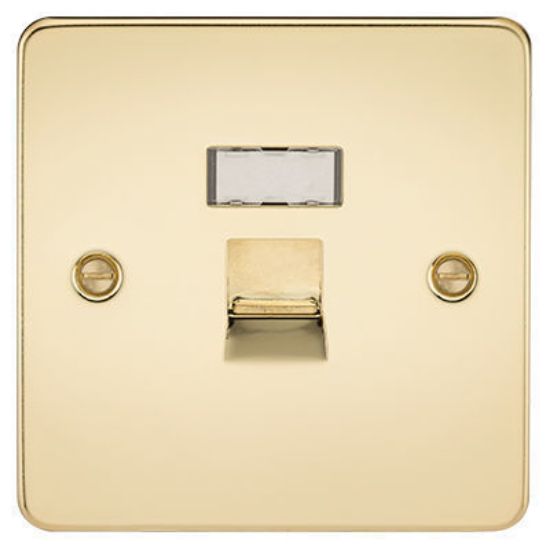 Picture of Flat Plate RJ45 network outlet - polished brass