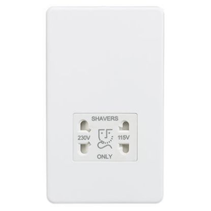 Picture of Screwless 115/230V Dual Voltage Shaver Socket - Matt White