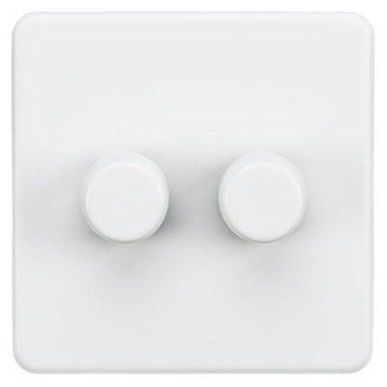 Picture of Screwless 2G 2-Way 10-200W (5-150W LED) Trailing Edge Dimmer - Matt White