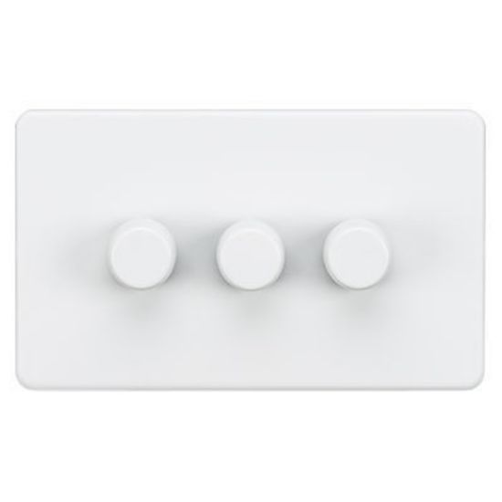 Picture of Screwless 3G 2-Way 10-200W (5-150W LED) Trailing Edge Dimmer - Matt White