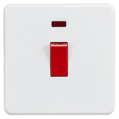 Picture of Screwless 45A 1G DP Switch with Neon - Matt White