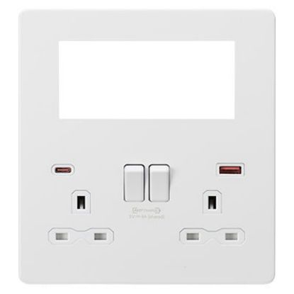 Picture of Screwless Small Multimedia Combination Plate with FASTCHARGE - Matt White