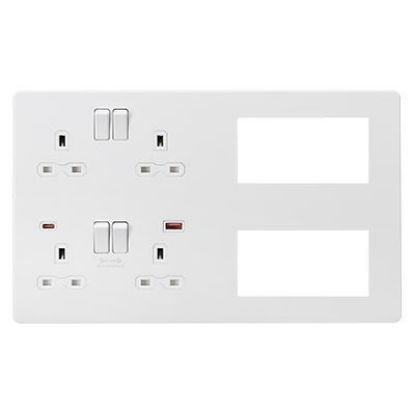 Picture of Screwless Combination Plate with Dual USB FASTCHARGE A+C - Matt White