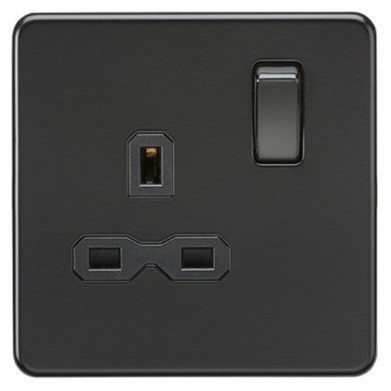 Picture of Screwless 13A 1G DP switched socket - Matt black with black insert