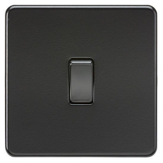 Picture of Screwless 10AX 1G 2-Way Switch - Matt Black with black rocker