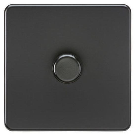 Picture of Screwless 1G 2-way 10-200W (5-150W LED) trailing edge dimmer - Matt Black