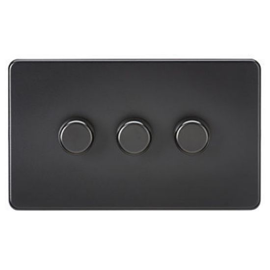 Picture of Screwless 3G 2-way 10-200W (5-150W LED) trailing edge dimmer - Matt Black