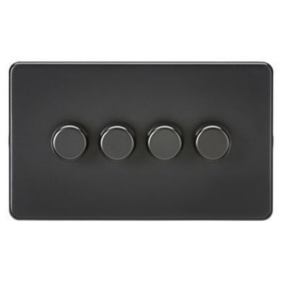 Picture of Screwless 4G 2-way 10-200W (5-150W LED) trailing edge dimmer - Matt Black