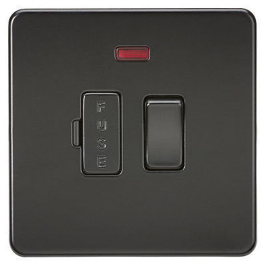 Picture of Screwless 13A Switched Fused Spur Unit with Neon - Matt Black