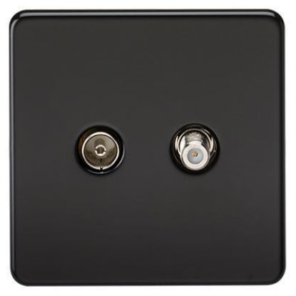 Picture of Screwless TV & SAT TV Outlet (Isolated) - Matt Black