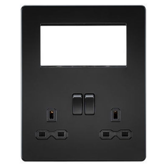 Picture of Screwless Small Multimedia Combination Plate - Matt Black