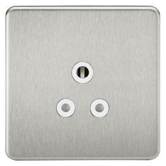 Picture of Screwless 5A Unswitched Socket - Brushed Chrome with White Insert