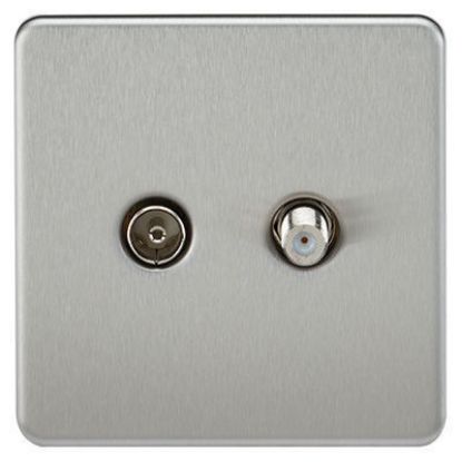 Picture of Screwless TV & SAT TV Outlet (Isolated) - Brushed Chrome