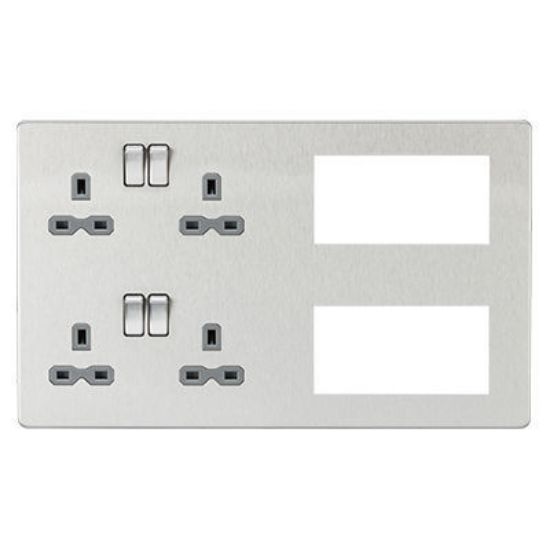 Picture of Screwless Combination Plate - Brushed Chrome with grey insert