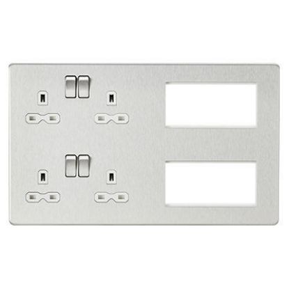 Picture of Screwless Combination Plate - Brushed Chrome with white insert