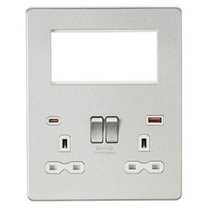 Picture of Screwless Small Multimedia Combination Plate with FASTCHARGE - Brushed Chrome