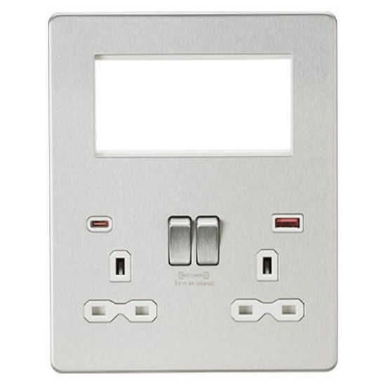 Picture of Screwless Small Multimedia Combination Plate with FASTCHARGE - Brushed Chrome