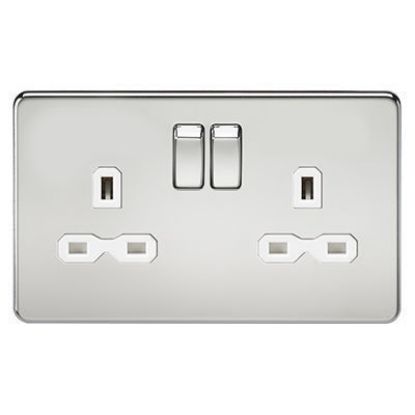 Picture of Screwless 13A 2G DP switched socket - polished chrome with white insert